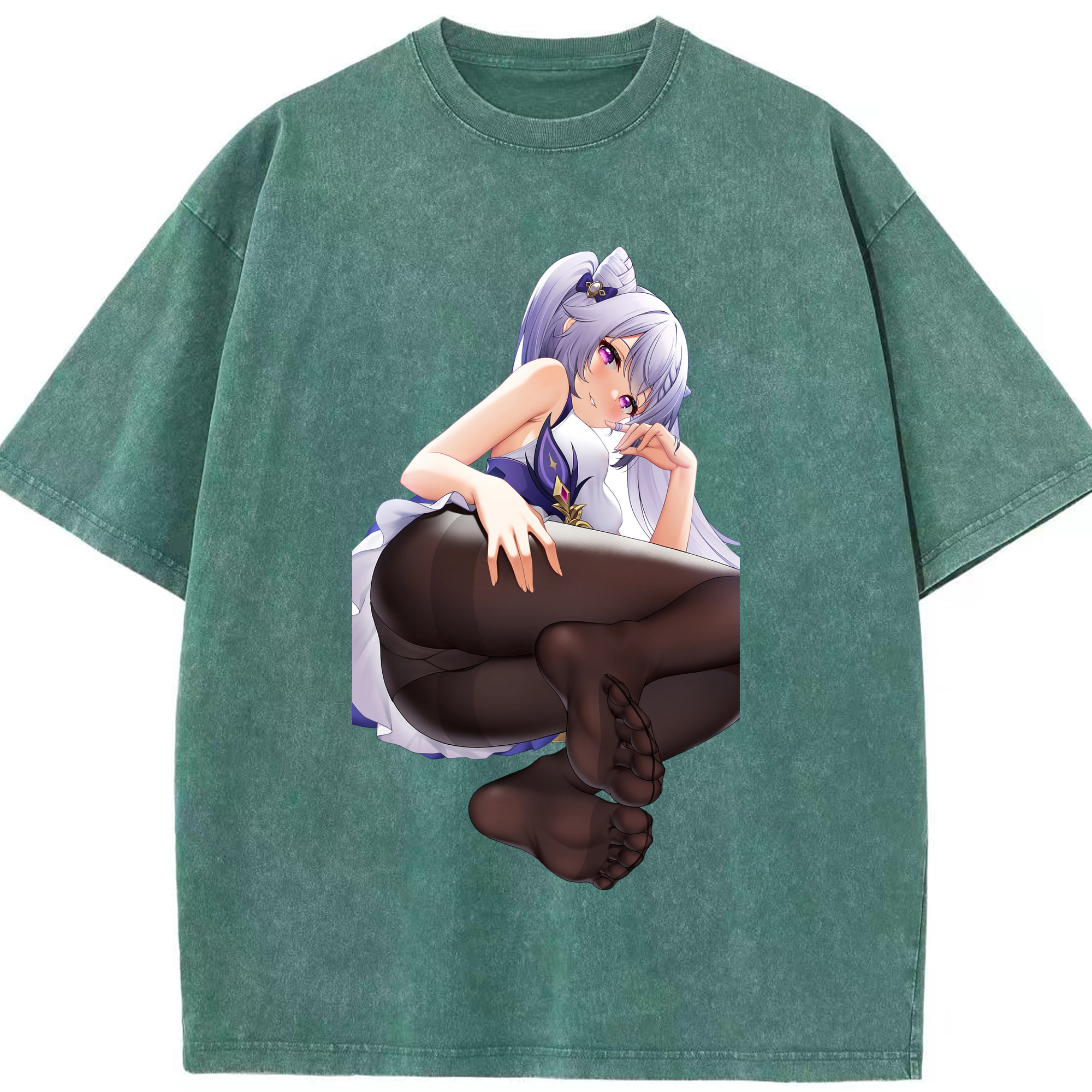 げんし神 刻晴 こくせい genshin Kokusei 綿100% ヴィンテージ風 半袖Tシャツ（フロントプリント）